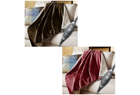 Holmes by Sunbeam Oversized Velvet Sherpa Heated Electric Throw