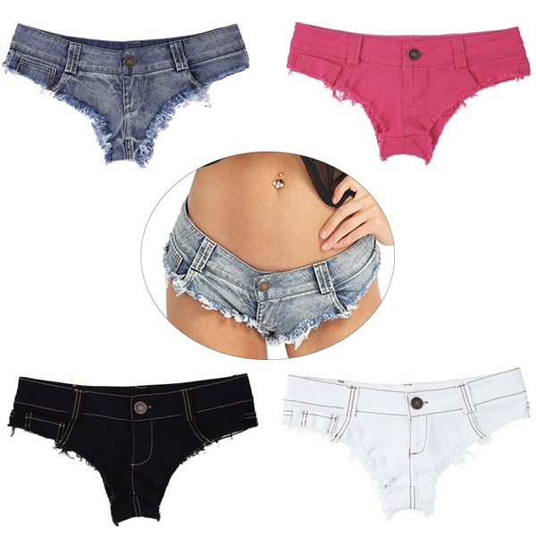 Women Girls Low Rise Mini Denim Shorts Thong Jean Triangle Beach Hot Shorts