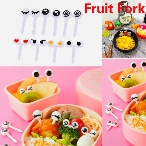 10pcs/Set Mini Eye Fruit Fork Reusable Plastic Fruit Fork Decorative Sticks Kids  Lunch Bento Box Accessories Kitchen Accessories