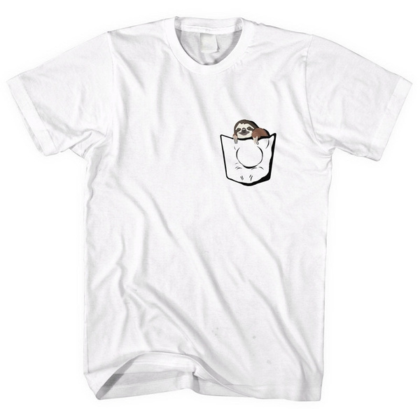 sloth in pocket t shirt