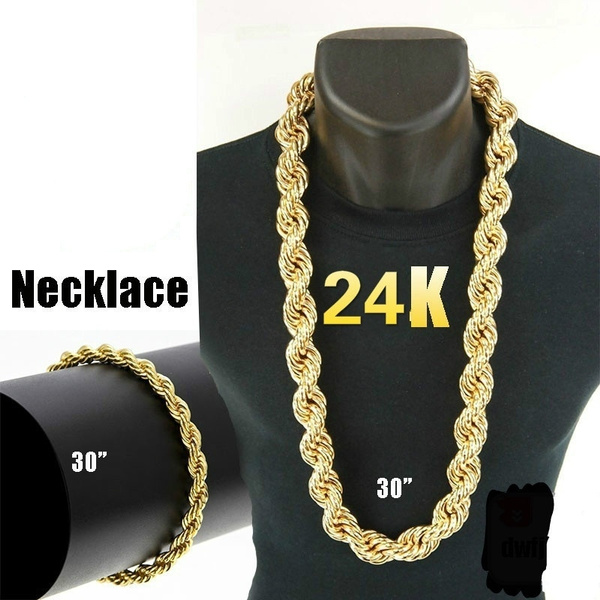 24k Gold Long Chain Necklace Men 