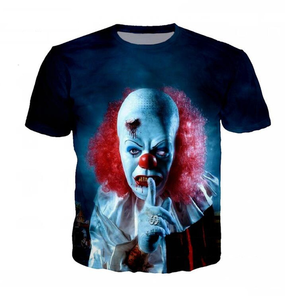 Newest Fashion Stephen King\'s It Horror Movie PennyWise Cotton T Shirt  Cosplay High Quality 3D Printed Pennywise Clown T Shirt Top | Wish