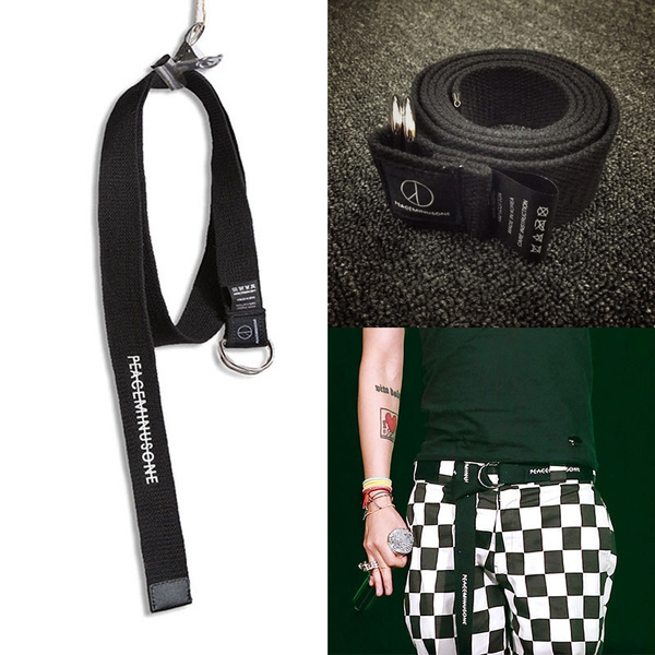 KPOP Style Bigbang GD G-DRAGON PEACEMINUSONE Belt Letter Double Ring Buckle  Belt Clothing decoration Accessories