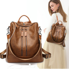 women bags, School, leather backpack bags, Capacity