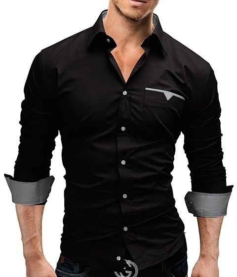 New Fashion Masculina Clothing Men Shirt Casual Long Sleeved Chemise ...