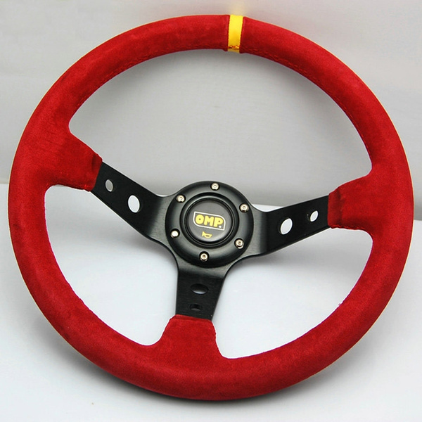 Details about   350mm Suede Leather Red Spoke Deep Dish Steering Wheel for Drift OMP NDRacing