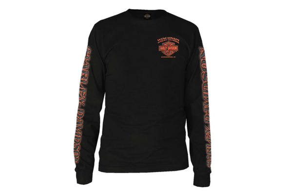 Black 30299947 Harley-Davidson Men's Eagle Piston Long Sleeve Crew Shirt 