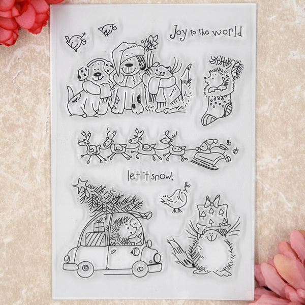 Christmas Rubber Stamps for Card Making Joy to the World Rubber Stamp