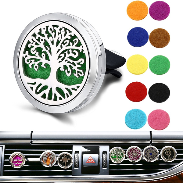 Tree Of Life Essential Oil Car Air Vent Freshener Diffuser Aromatherapy Stainless Steel Locket With Diy 10 Colors Pads Wish