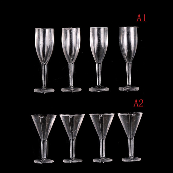 4PCS 1:12 Dollhouse Miniature DIY Cocktail Glass Red Wine Goblet B1LC 