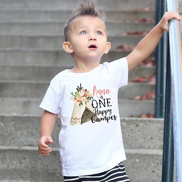 Custom One Happy Camper Onesie, Happy 