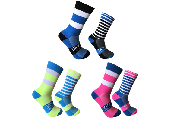 calcetines ciclismo hombre New striped polka dot cycling socks professional  sports breathable bicycle running socks