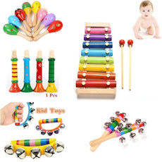 Wooden Musical Instrument Early Childhood Educational Music Baby Tambourine  Xylophone Sand Hammer Horn
