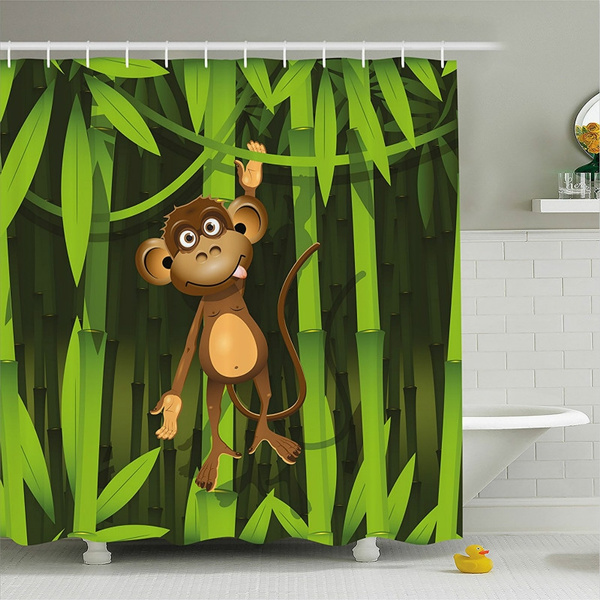 Details about   71" Jungle Wild Animals Ferocious Beast Shower Curtain Bathroom Accessory Sets 