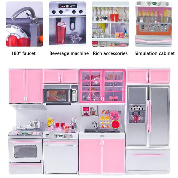 Doll with kitchen deals set