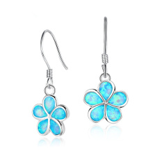 Cute Flower Shape Blue Fire Opal Earrings Fashion Women Wedding Party Earrings