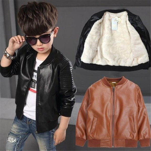 Boys Winter Coats Faux Leather Jackets Children Fashion Outerwear Brown Black Wish