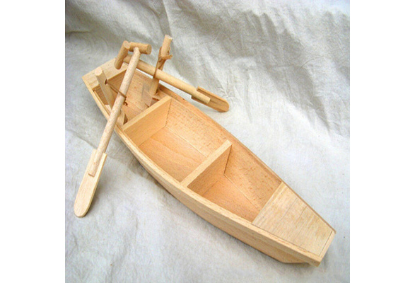 Wooden Boat Toy Model Wood Canoe with Paddles Unfinished Natural Wood  Fishing Boat Craft for Nautical Beach Coastal Gifts Decorations