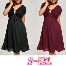 Plus Size, Sleeve, solidcolordres, chiffon dress