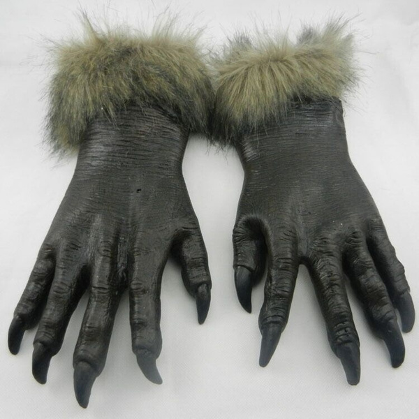 Latex Rubber Werewolf Gloves Party Scary Halloween Cosplay Set Werewolf ...