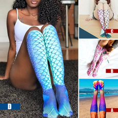 1 Pair Mermaid Socks Cosplay Stockings Leggings High Kneel Beach Sock For Women Girls