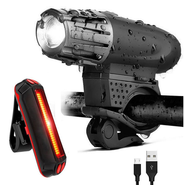 USB Rechargeable Bicycle Frontlight Taillight LED Fahrradbeleuchtung Set 4  Licht-Modi Wiederaufladbare Fahrradlicht LED Rücklicht