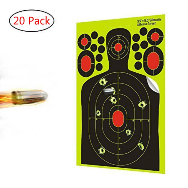 Shooting Targets 20 Packs 9.5x14.5 inch Self Adhesive Paper Silhouette Reactive Target Stickers