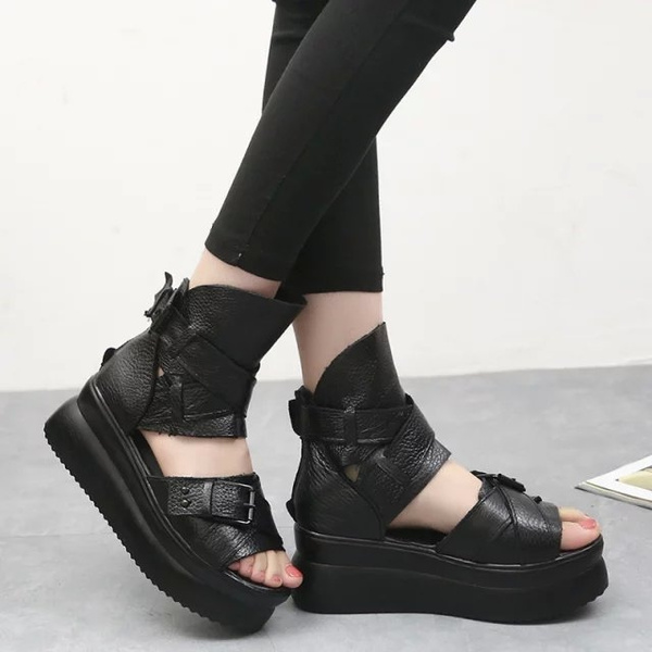 Hidden High Heels Thick Platform Sandals Women Punk Gothic Gladiator Summer Boots Sandal |