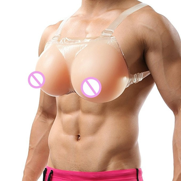 Men's Silicone Breast Forms Crossdresser 500-1200g/pair Fake Boobs  Transgender Artificial Breast with Invisible Bra Strap