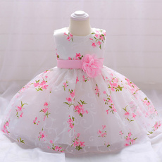 pink, Baby Girl, Flowers, flower print dress