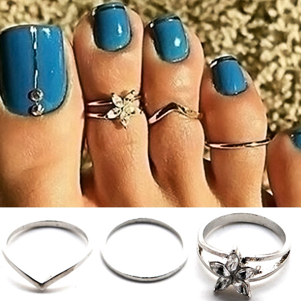 Dropship 3Pcs Sterling Silver Toe Rings For Women Adjustable Open Toe Rings  Set Hypoallergenic Summer Beach Toe Rings Set Cubic Zirconic Flower  Barefoot Hawaiian Foot Jewelry to Sell Online at a Lower