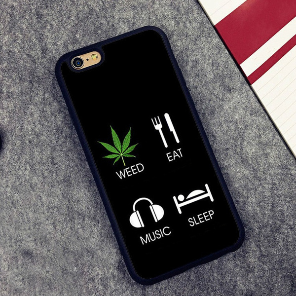 Eat Weed Sleep Music Slim Rubber Back Phone Case Cover for Iphone