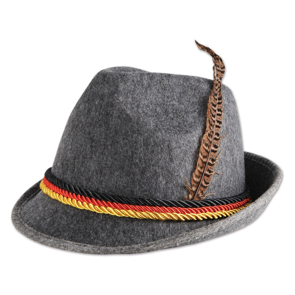Melesh Dark Green German Alpine Oktoberfest Bavarian Costume Hat with Feather 