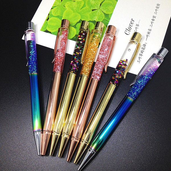 10x Novelty Rainbow Crystal Diamond Pen Ballpoint Pens Office School Stationery 