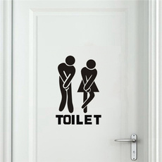 Fashion Removable Cute Man Woman Washroom Toilet WC Wall Sticker Family DIY Decor Art Decals