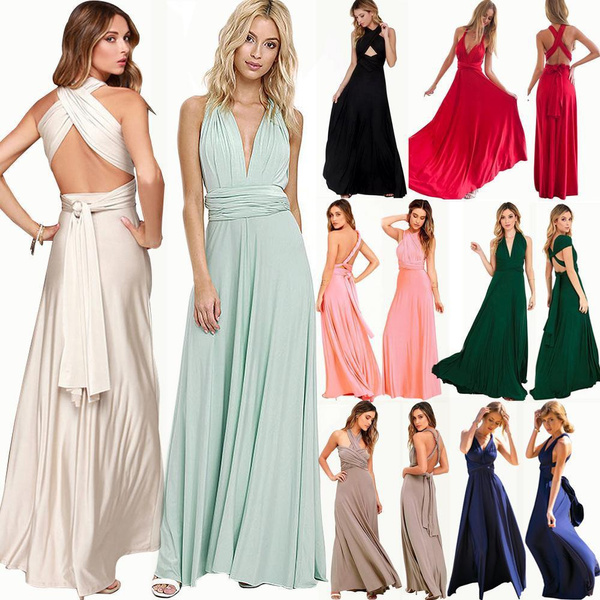 Women's Evening Dress Convertible Formal Multi Way Wrap Bridesmaid  Long Dresses 