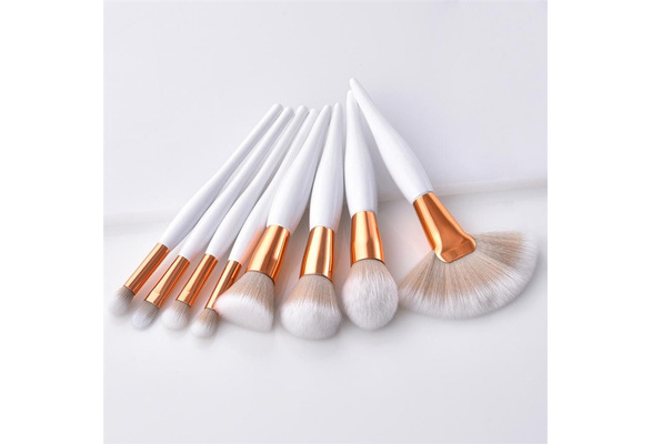 8pcs White Gold Makeup Brushes Set Profissional Foundation Powder Eyeshadow  Eyeliner Lip Brush Tools Brochas Para Maquillaje | Wish