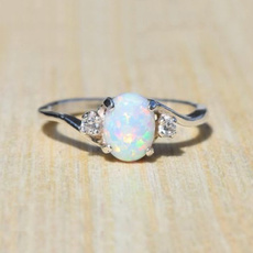Exquisite Women's 925 Sterling Silver Ring Oval Cut Fire Opal Diamond Jewelry Birthday Proposal Gift Bridal Engagement Party Band Rings Size 5 - 11