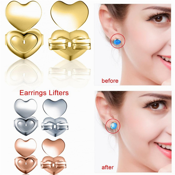 Stud Earrings Heart Earring Lifters Nut Ear Lobe Support Backs