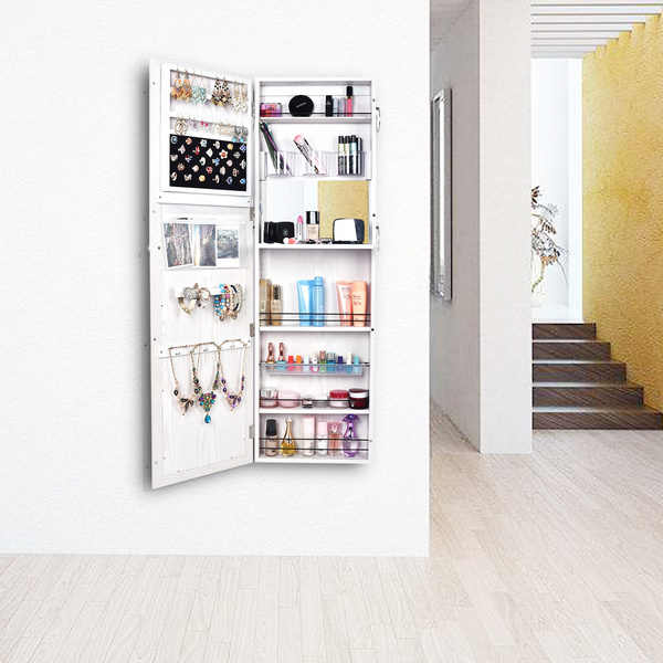 Lockable Mirrored Jewelry Wall Cabinet Armoire Mirror Hang Organizer Storage Box Wish Lockable Mirrored Jewelry Wall Cabinet, Armoire Mirror Jewelry Boxes
