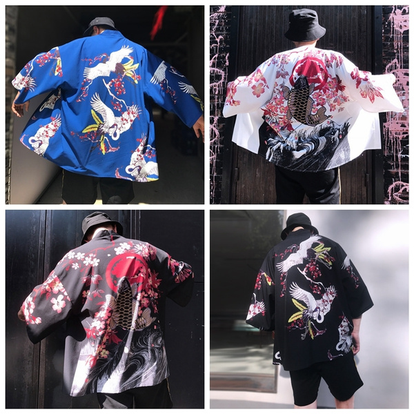 mini Clínica Tigre Men Kimono Cardigan Japanese Noragi Jacket Yukata Coat Ukiyoe Loose Top |  Wish