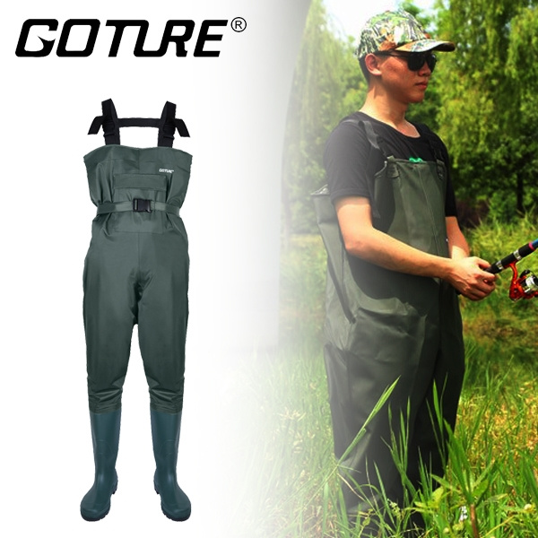Goture Seams Sealed Chest Waterproof Fishing Waders Fly Fishing Breathable  Wader with Shoes Men Clothes