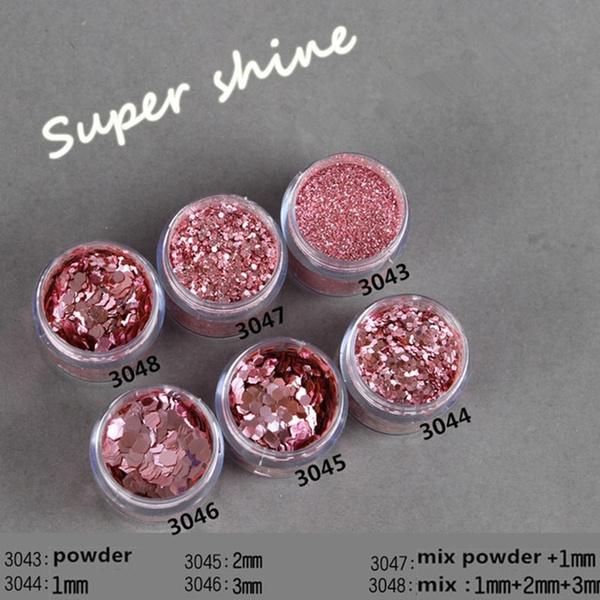 1 Box Rose Gold Nail Glitter Powder Sequins Mixed Nail Sparkles Shiny