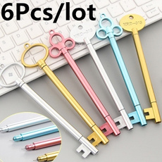 6Pcs/lot Keys Design Gel Pen Set Kawaii Stationery Pens Canetas Material Escolar Office School Supplies Stationary Gifts (Random Color Size: 6pcs)
