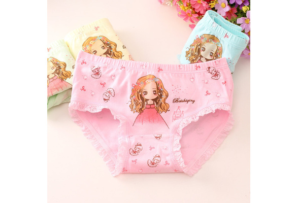 Pretty Girls Cotton Underwear Soft Shorts Kids Triangle Briefs Panties(Pack  Of 3) Girl Wedgie 4t
