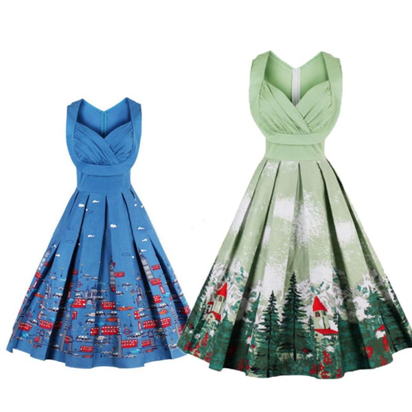 Women Vintage Dress Panel Xmas Swing Retro Fancy Dresses Christmas Costumes  | Wish
