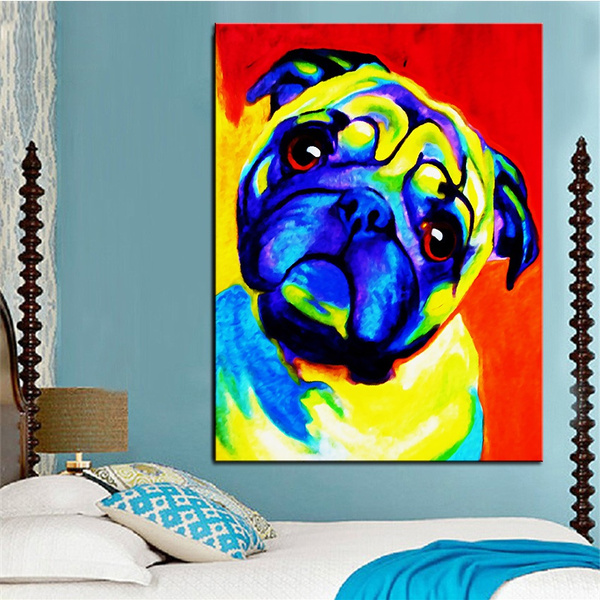 Abstract Colorful Pet Canvas Poster Pug Lyle Dog Canvas Painting Wall Art Picture Hd Print Posters For Living Room Paintng Modern Home Decorative Wish