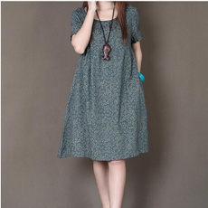 Summer, Plus Size, floralprintdres, cottonlinendres