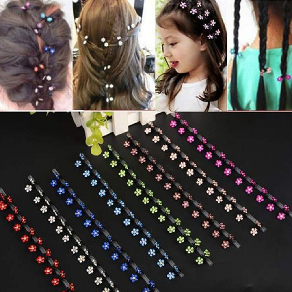 Lots 6//12pcs Girls Sweet Crystal Rhinestone Flower Mini Hair Claws Clips Clamps