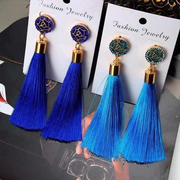 Bohemian Long Tassel Dangle Earrings for Women Party Jewelry Accessory ...